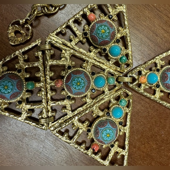 D & E JULIANA Moroccan Matrix Tile Large Pendant Statement Necklace - Picture 7 of 9